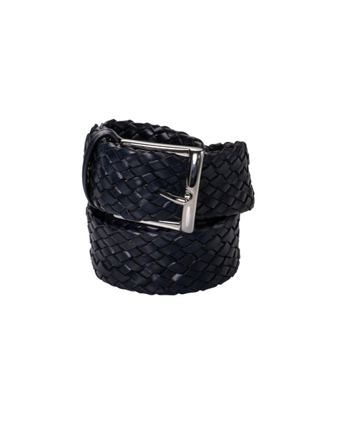 Anderson's Navy Leather Woven Belt 1