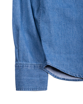 Drake's Bleach Wash Denim Two-Pocket Western Shirt 5