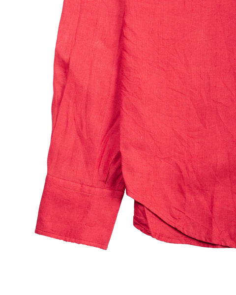 Drake's Red Linen Spread Collar Summer Shirt 5