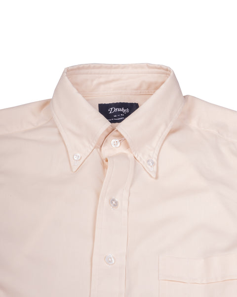 Drake's Ecru Pinpoint Oxford Cotton Cloth Button-Down Shirt 1