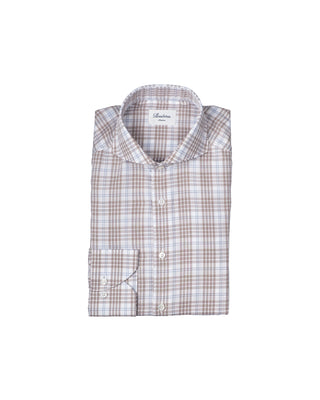 Stenstroms Brown Check Cotton Dress Shirt 1