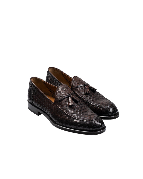 Brown Woven Leather Slip On