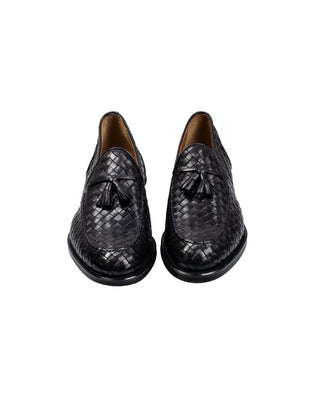 Doucal’s Black Woven Leather Loafers 2