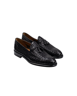 Doucal’s Black Woven Leather Loafers 1