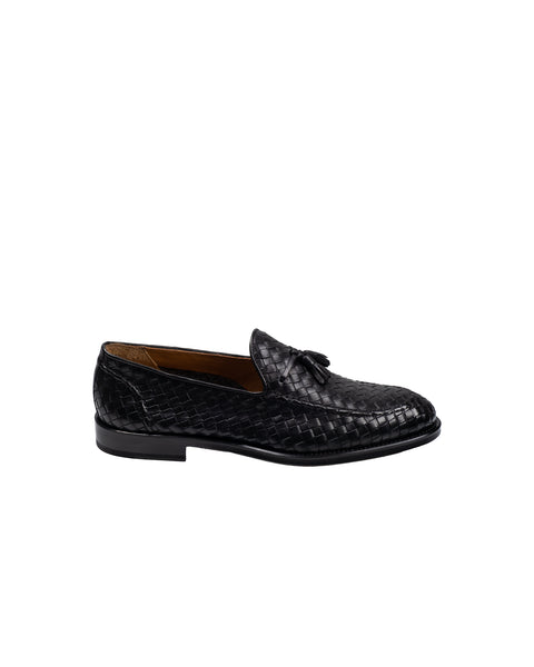 Doucal’s Black Woven Leather Loafers 4