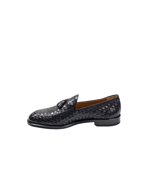 Doucal’s Black Woven Leather Loafers 3