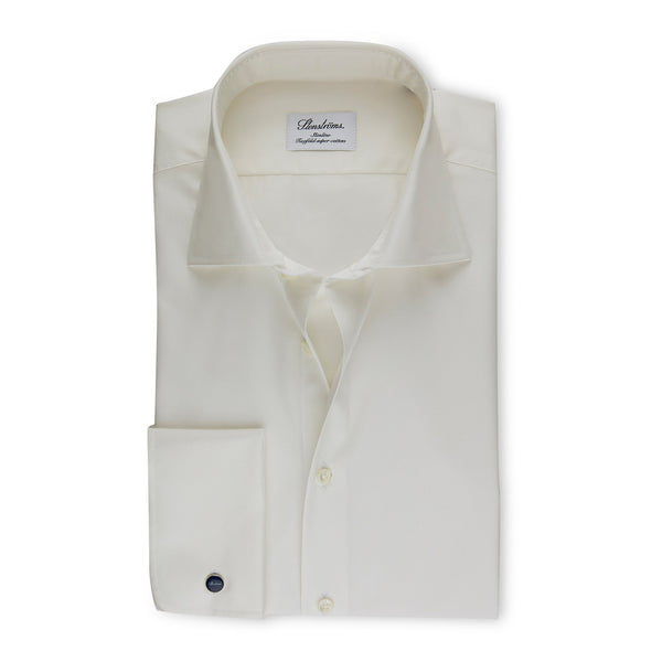 Ivory Twill French Cuff Dress Shirt