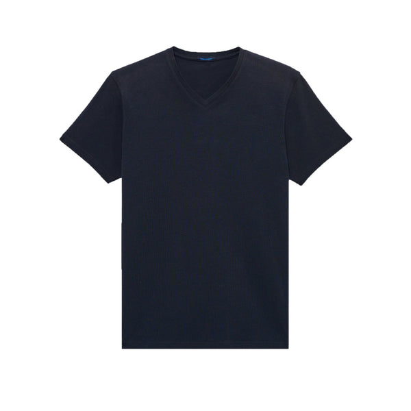Essential V Neck Navy Pima Tee