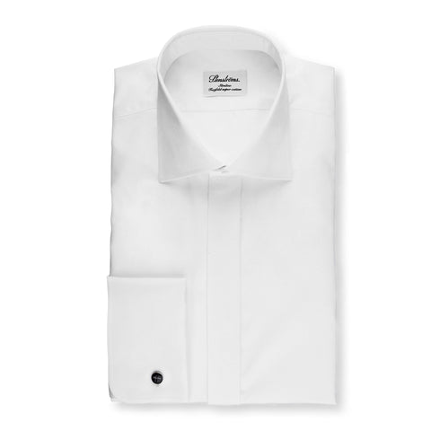 Stenstroms White Twill Fly Front Dress Shirt 1